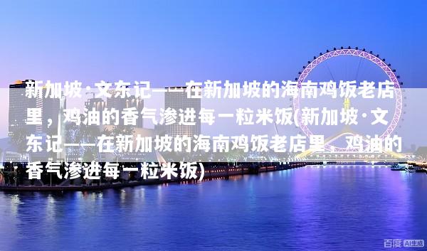 新加坡·文东记——在新加坡的海南鸡饭老店里，鸡油的香气渗进每一粒米饭(新加坡·文东记——在新加坡的海南鸡饭老店里，鸡油的香气渗进每一粒米饭)